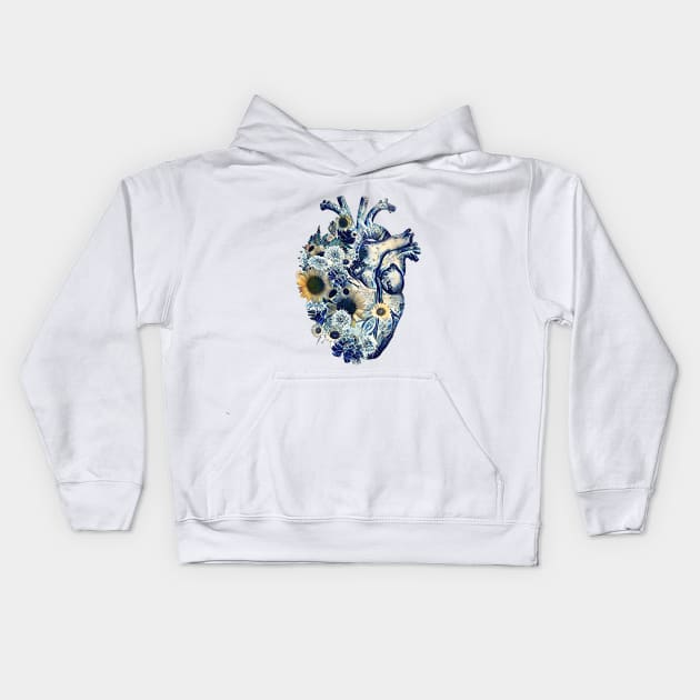 Human heart and big wave, blue color,lover of the waves and the sea, the sea in my heart, watercolor Kids Hoodie by Collagedream